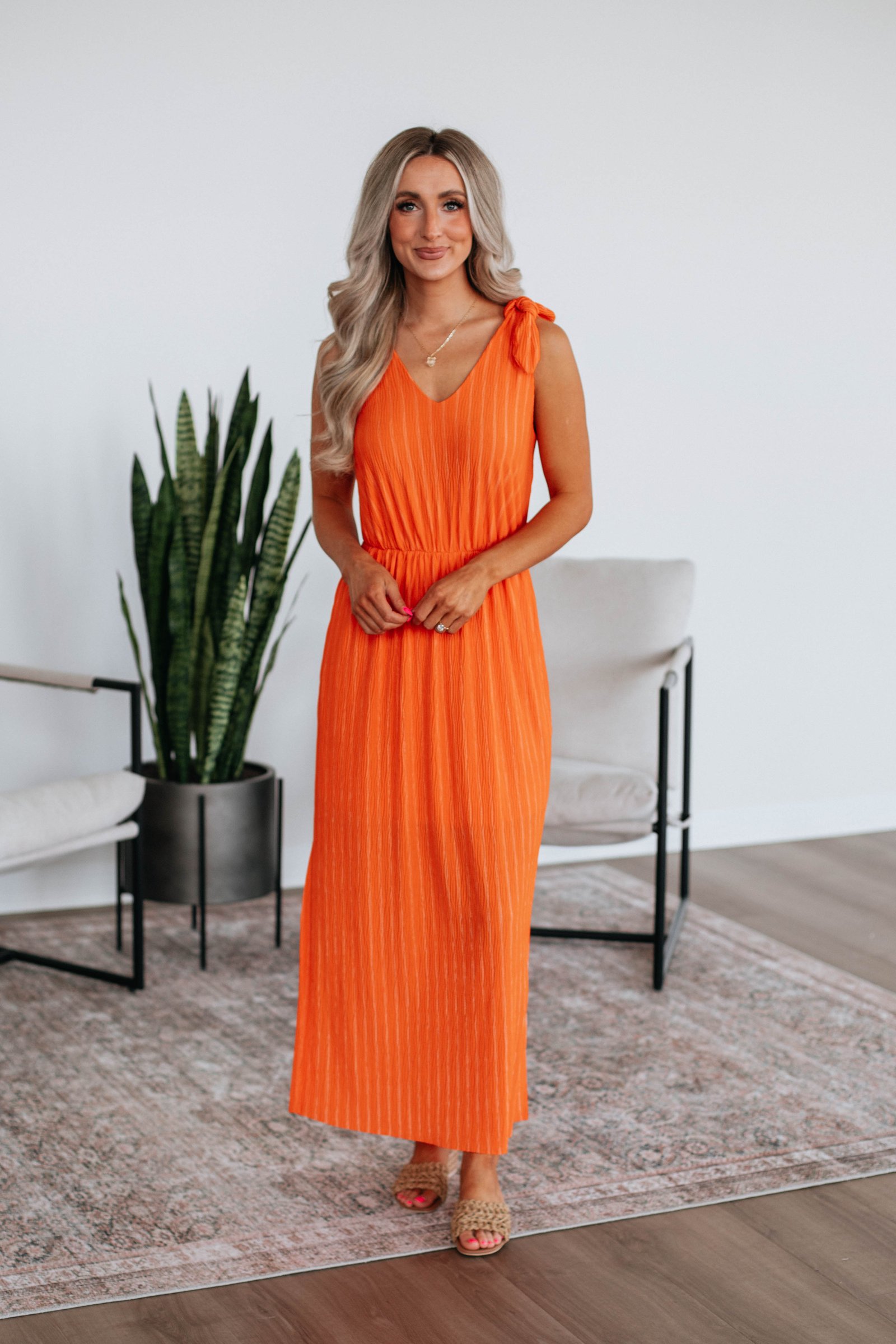 Danetta Striped Dress - Tangerine Mix - Image 3