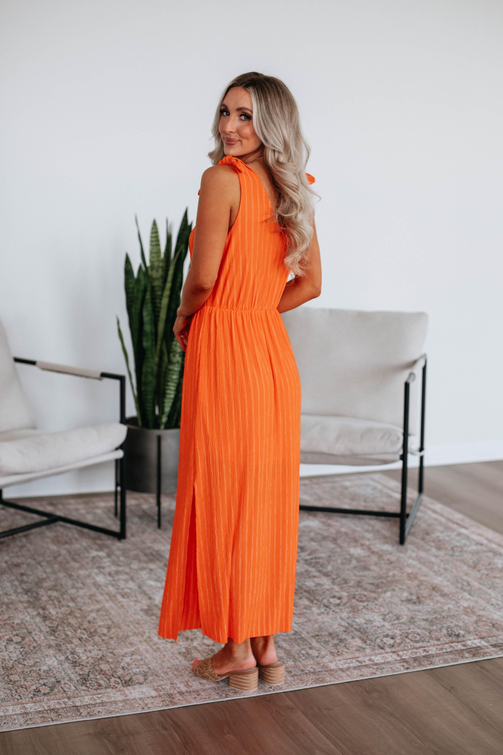 Danetta Striped Dress - Tangerine Mix - Image 4