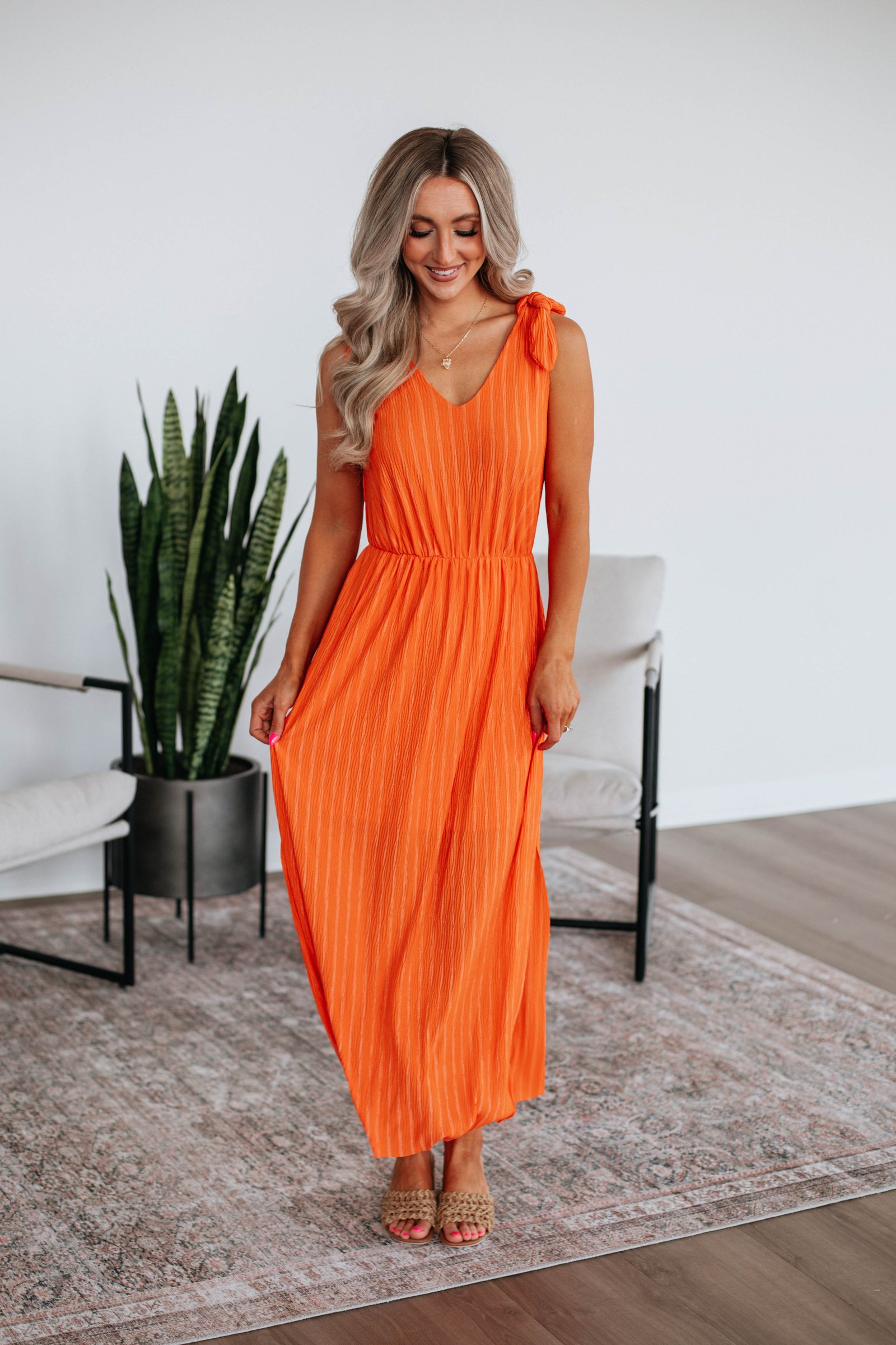 Danetta Striped Dress - Tangerine Mix - Image 5