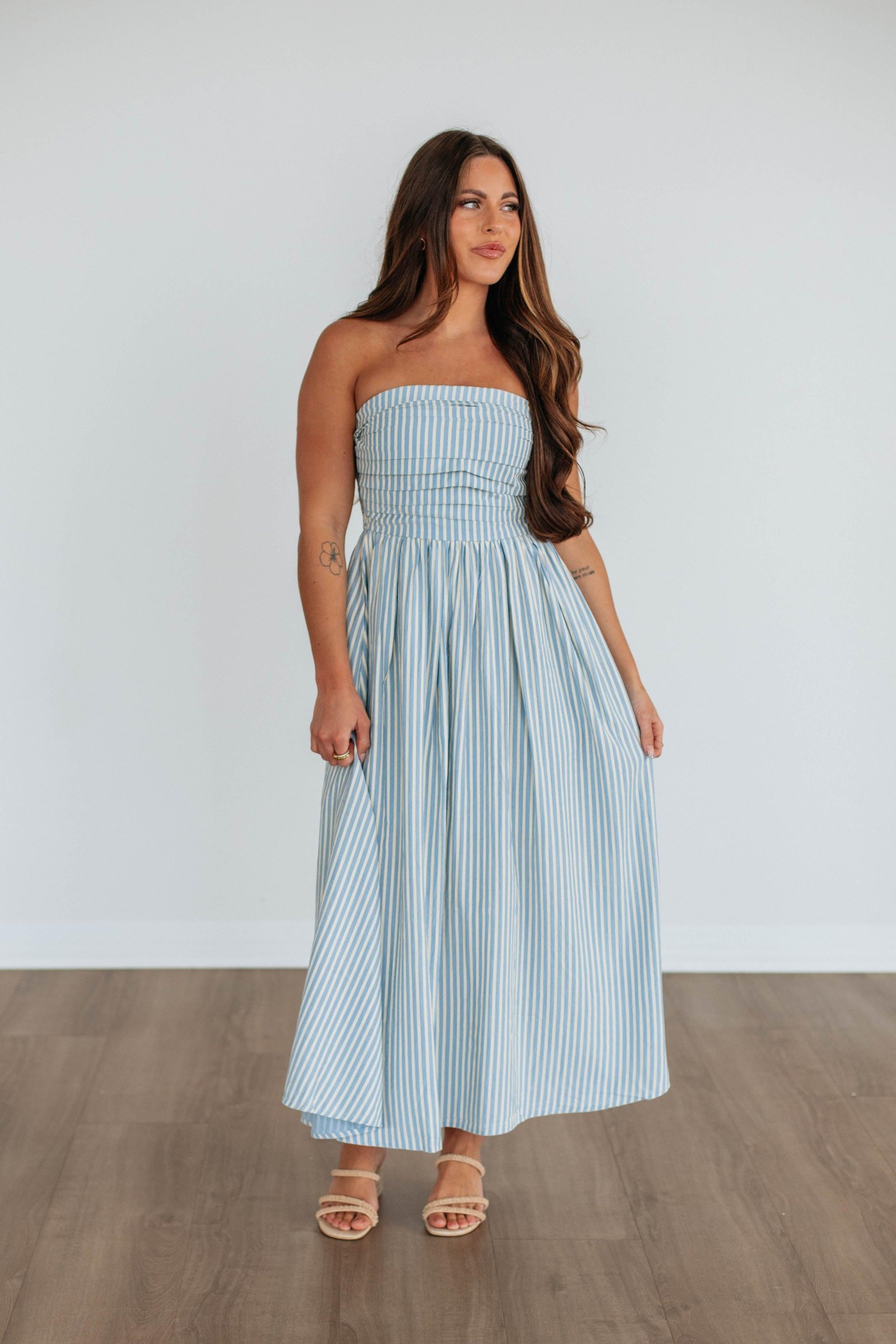 Tia Striped Dress - Powder Blue - Image 3