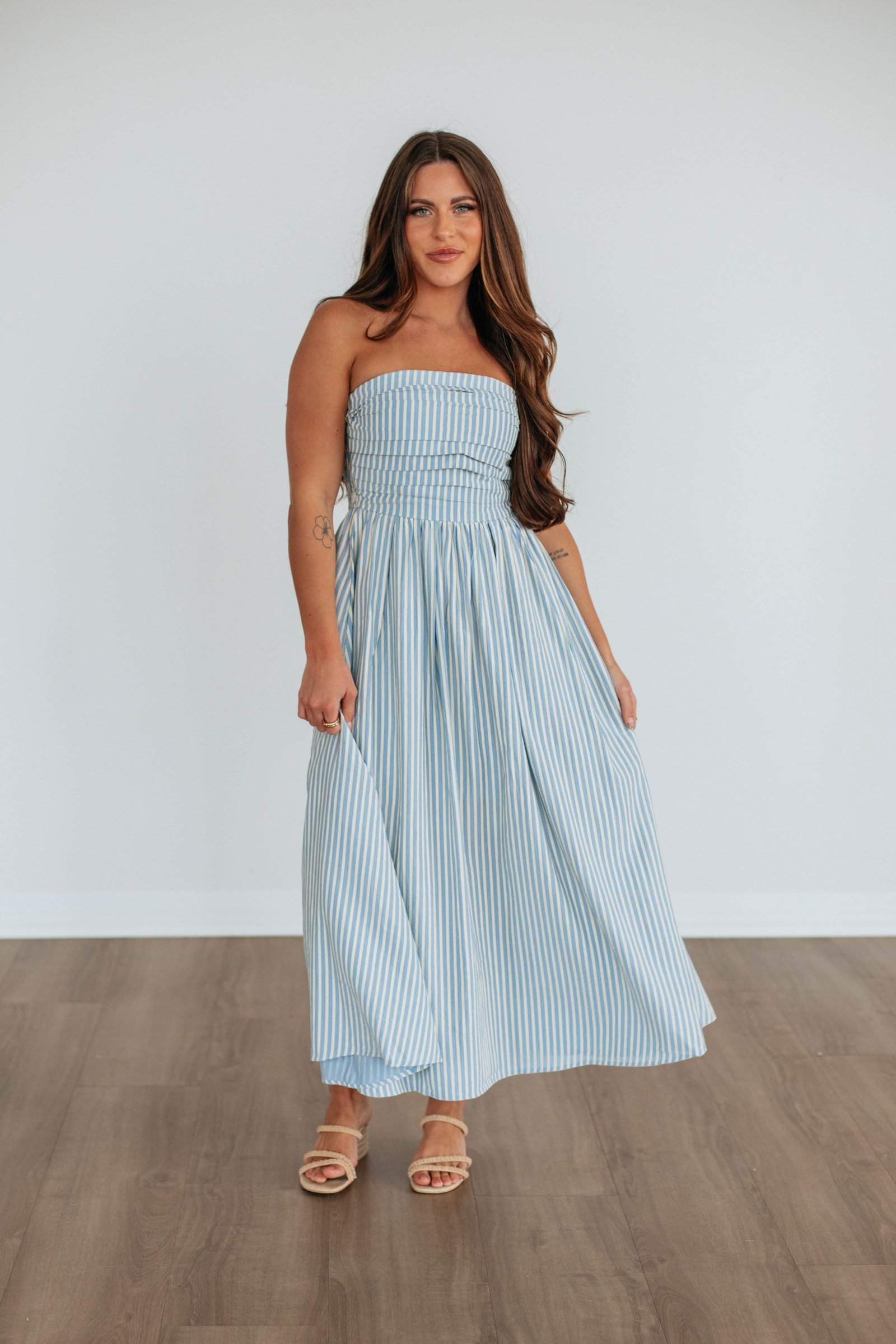 Tia Striped Dress - Powder Blue - Image 4